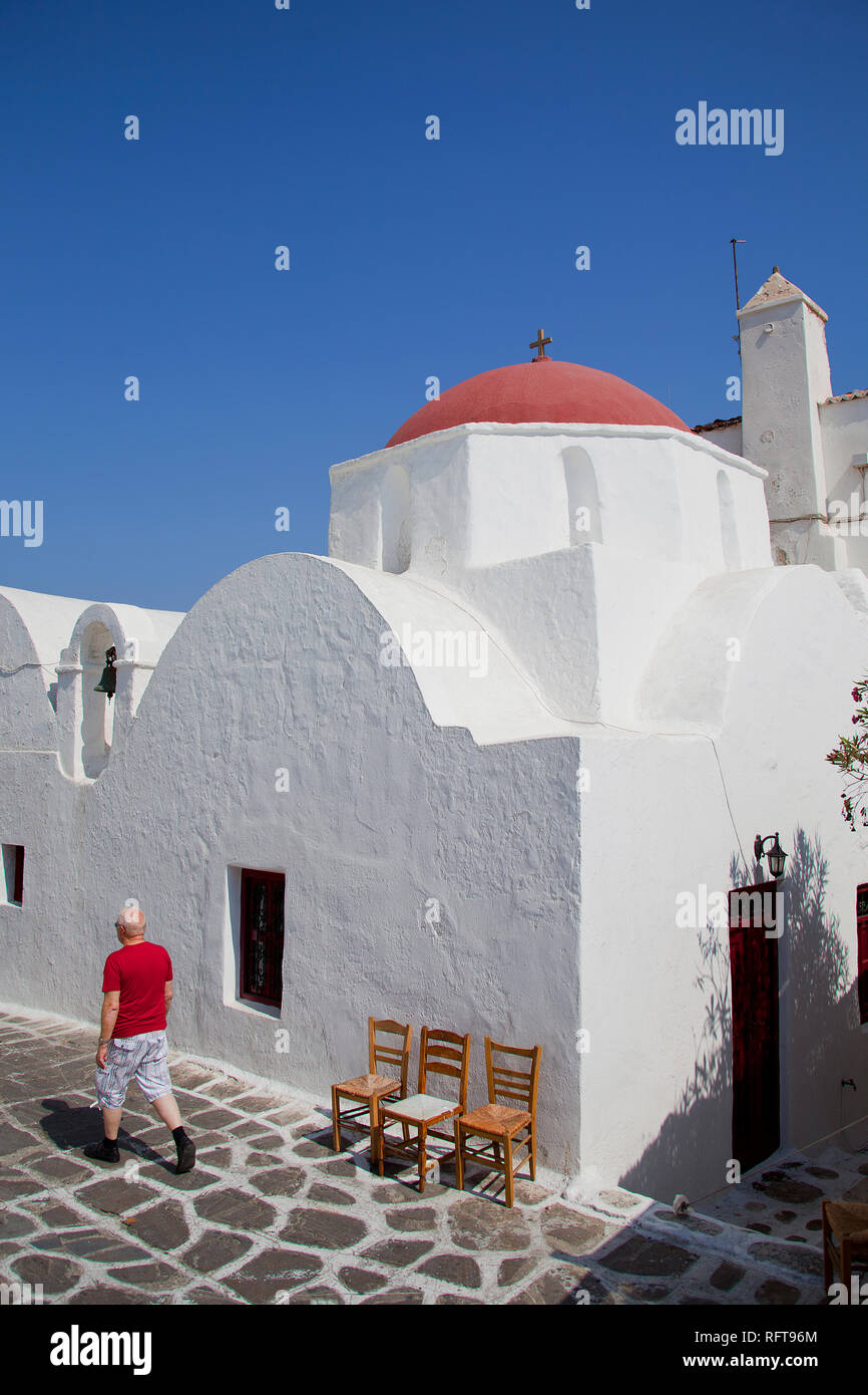 Chora di Mykonos, Cicladi Sud Egeo, isole greche, Grecia, Europa Foto Stock