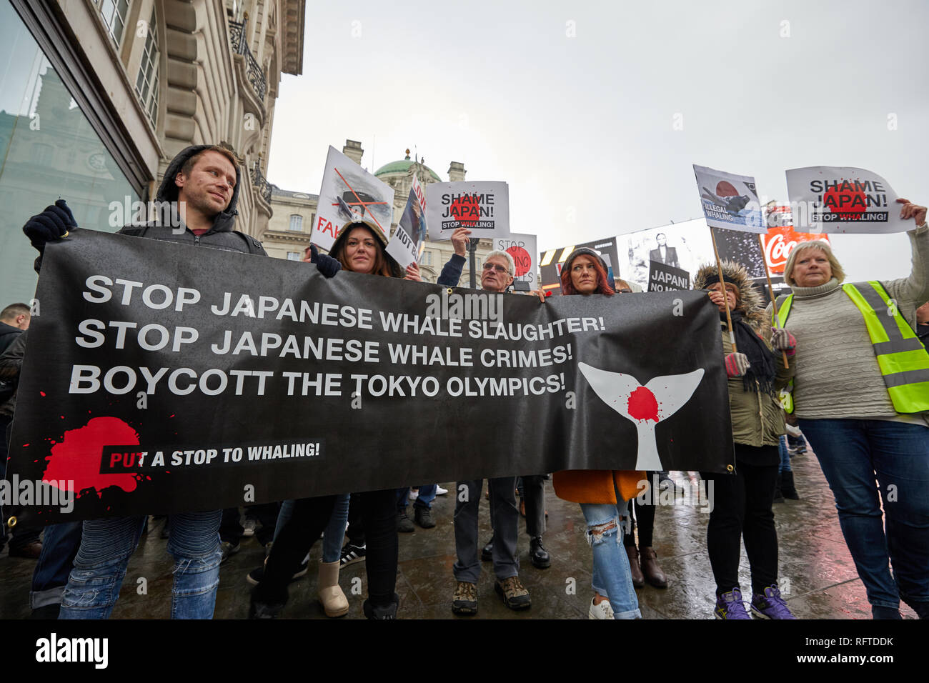 Londra, Regno Unito. - Jan 26, 2019: i manifestanti hanno marciato a Londra per protestare contro il Giappone di riprendere la caccia alle balene a fini commerciali. Credito: Kevin J. Frost/Alamy Live News Foto Stock