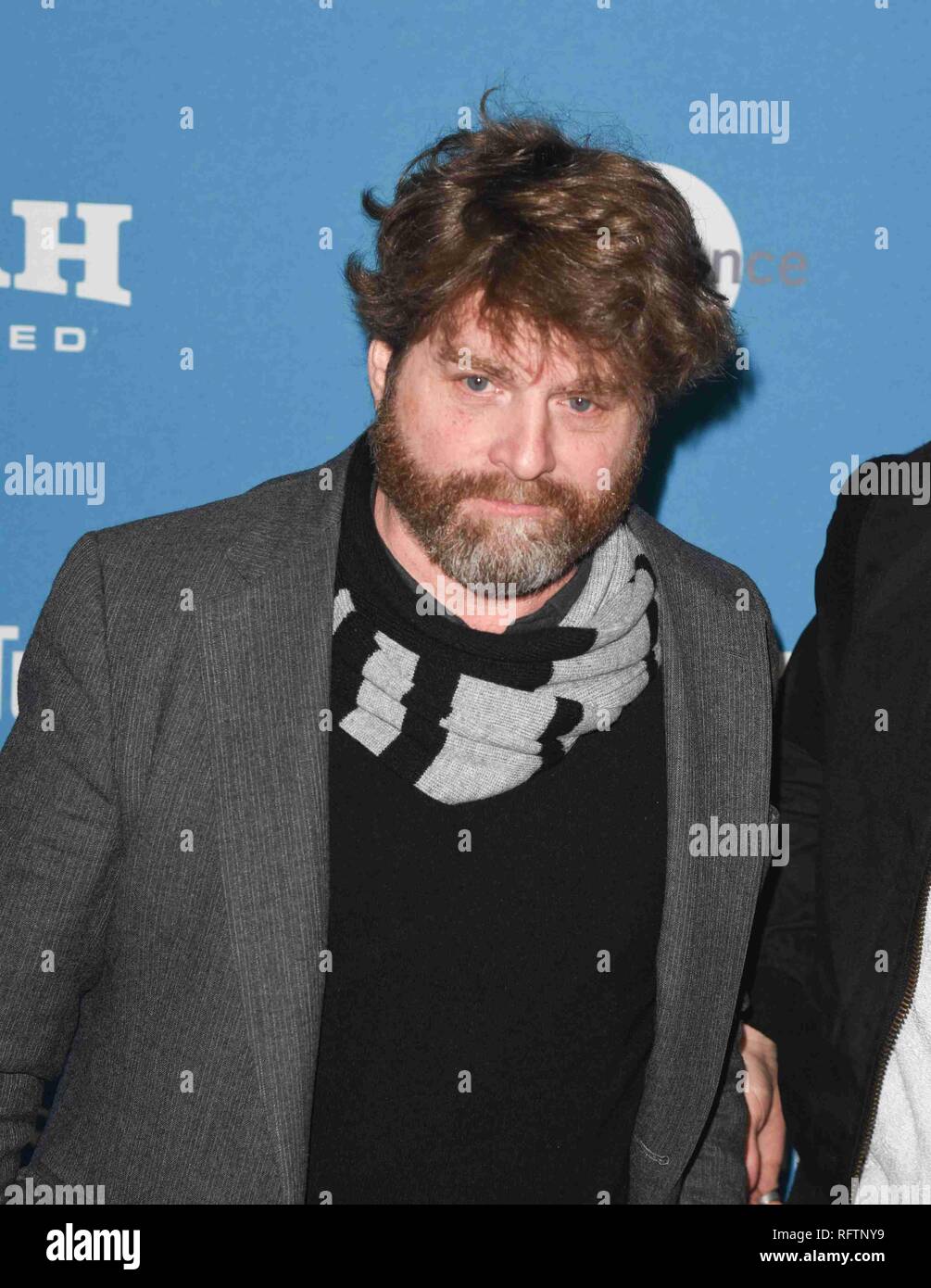 Park City, Utah, Stati Uniti d'America. Il 26 gennaio, 2019. PARK CITY, UT - gennaio 26: Zach Galifianakis alla premiere di 'Il soleggiato notte' al 2019 Sundance Film Festival il 26 gennaio 2019 in Park City, Utah. Foto: imageSPACE/MediaPunch Credito: MediaPunch Inc/Alamy Live News Foto Stock
