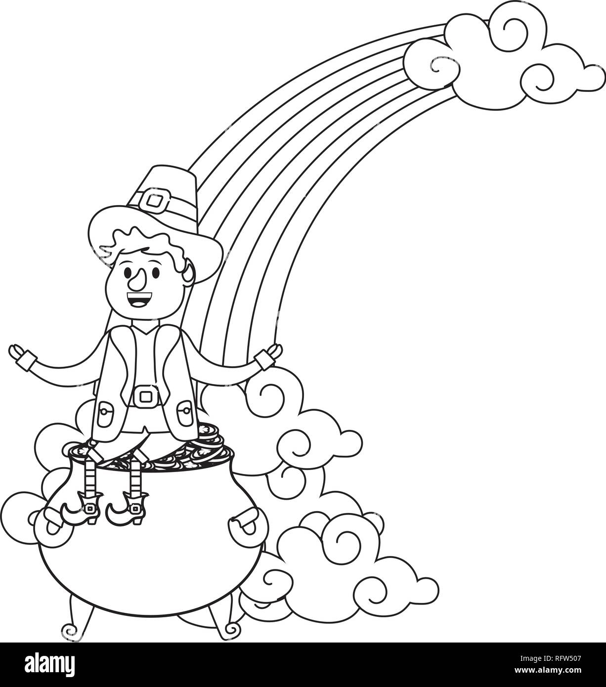 Leprechaun con pentola d'oro Illustrazione Vettoriale