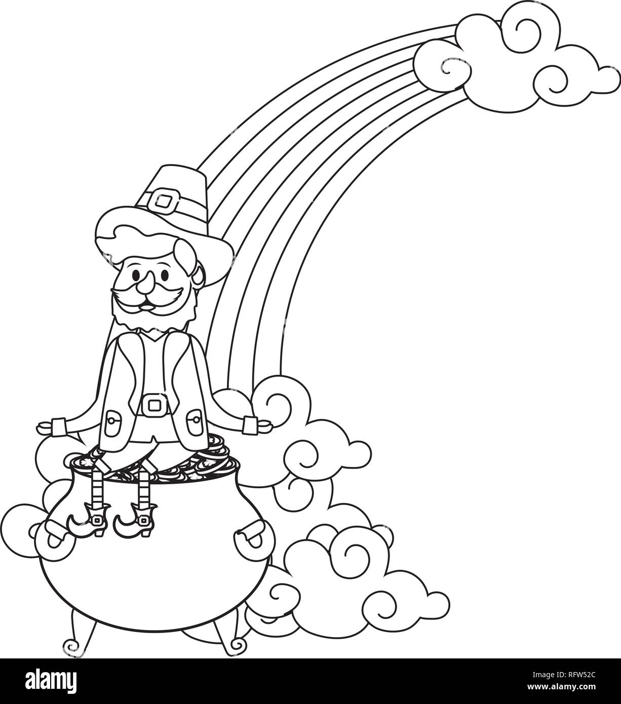 Leprechaun con pentola d'oro Illustrazione Vettoriale