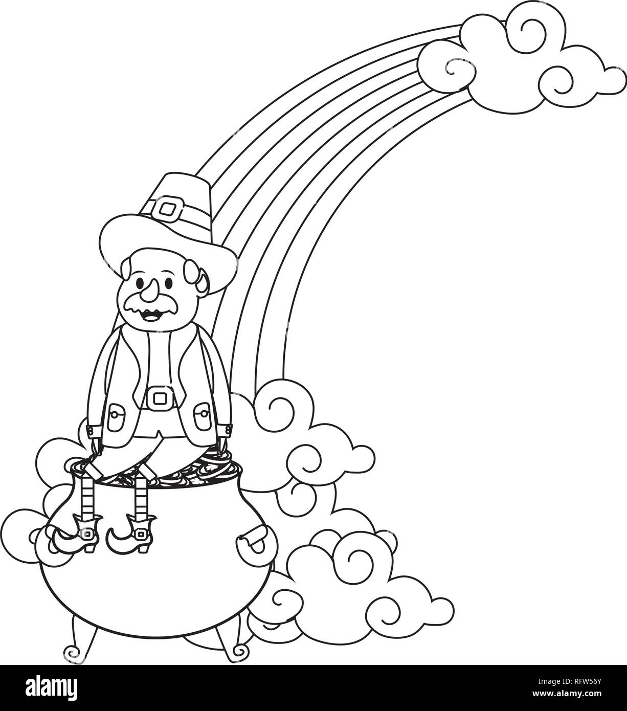 Leprechaun con pentola d'oro Illustrazione Vettoriale