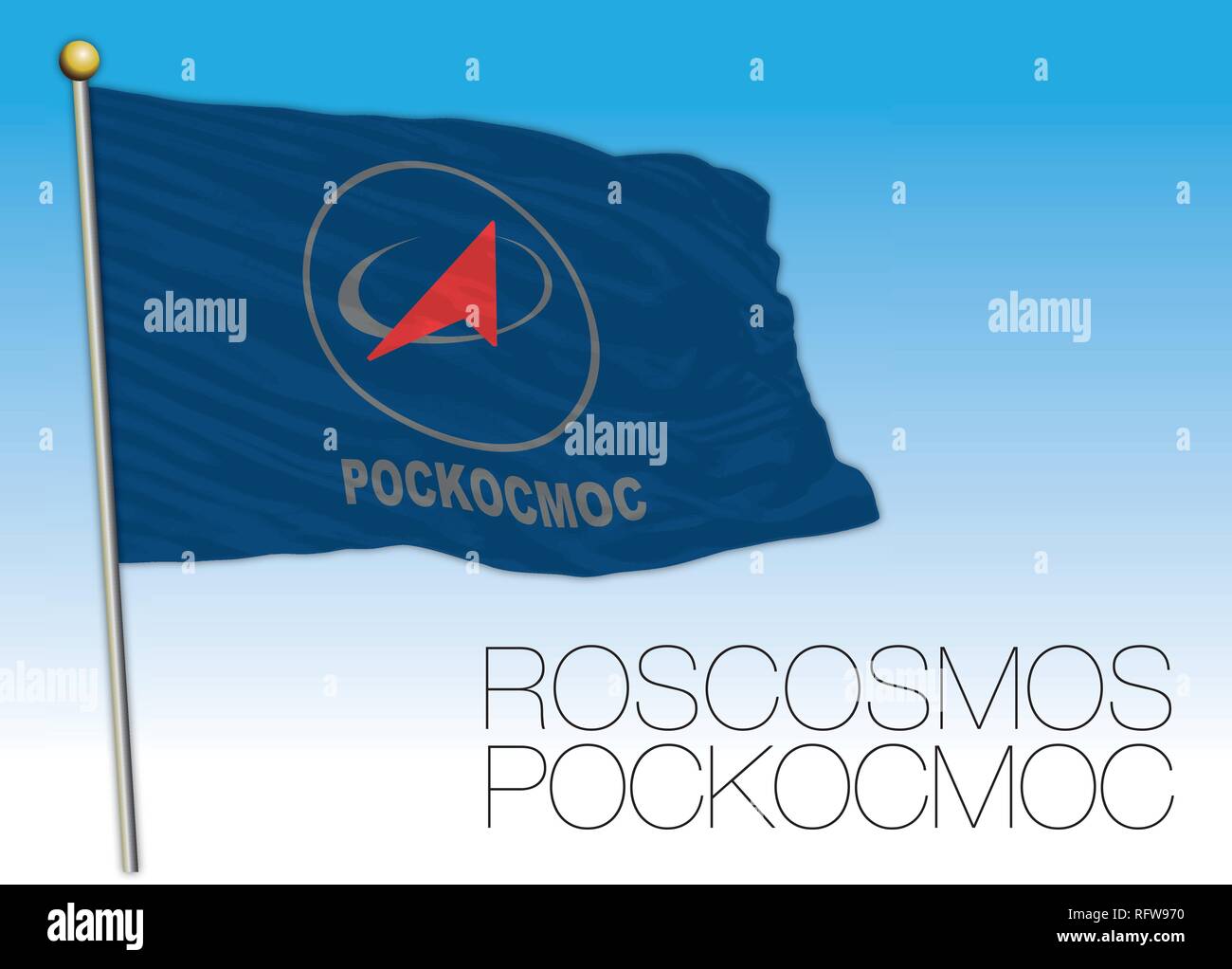 Roscosmos bandiera, Agenzia Spaziale Russa di Russia, illustrazione vettoriale Illustrazione Vettoriale