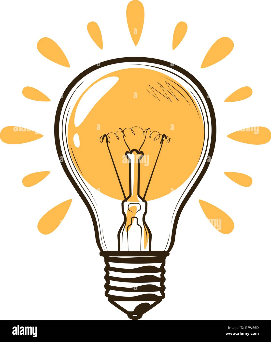Lampadina lampadina. Energia elettrica, luce elettrica, concetto energetico. Illustrazione Vettoriale Illustrazione Vettoriale
