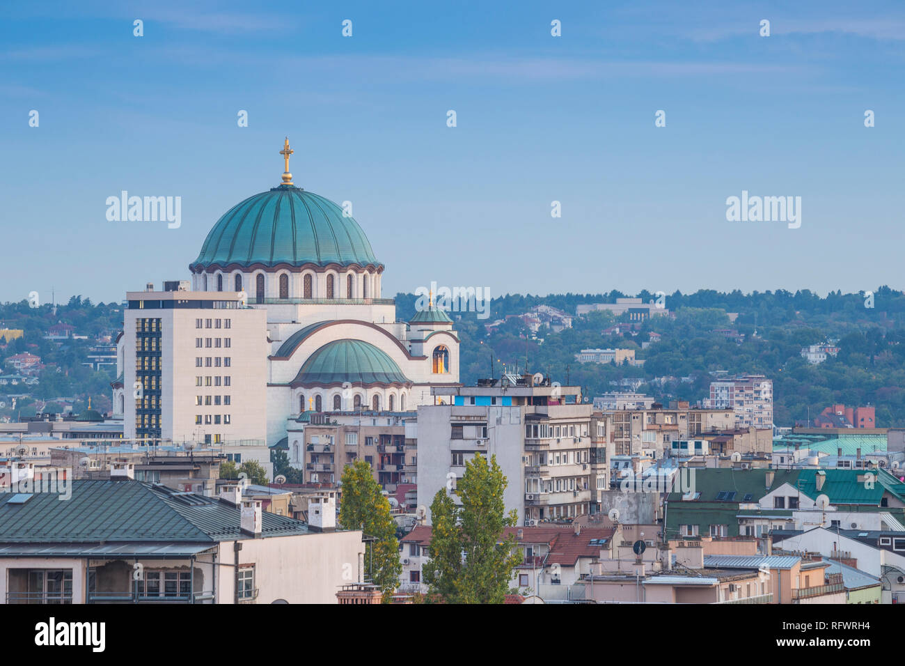 Vista di San Sava tempio ortodosso, Belgrado, Serbia, Europa Foto Stock