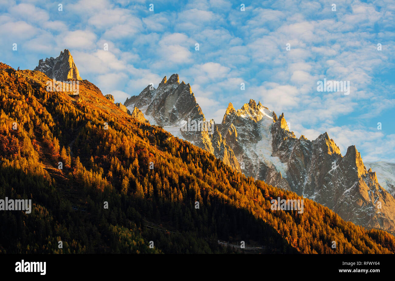 Aiguille de Chamonix, Chamonix Haute Savoie, sulle Alpi francesi, Francia, Europa Foto Stock