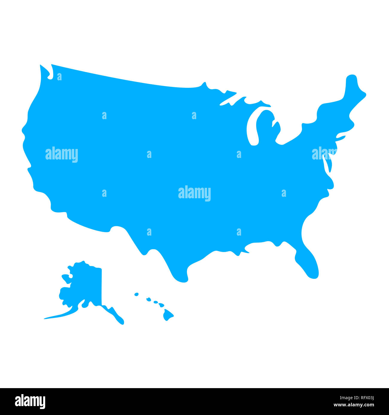 Mappa di Stati Uniti d'America. Silhouette mappa degli Stati Uniti d'America illustrazione Foto Stock