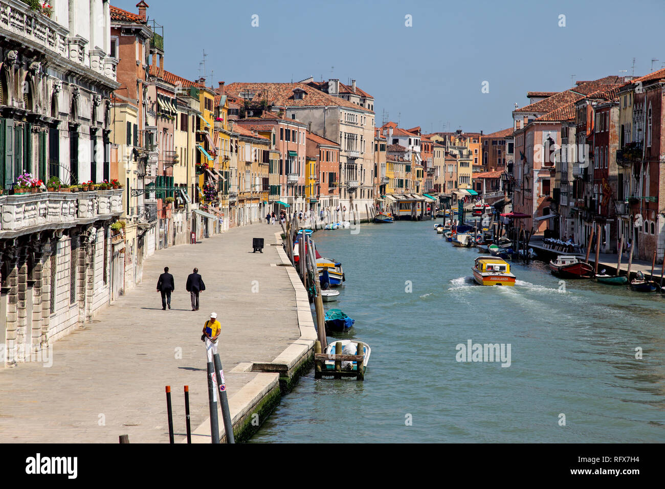 Canale di Cannaregio venezia canal barche Italia Foto Stock