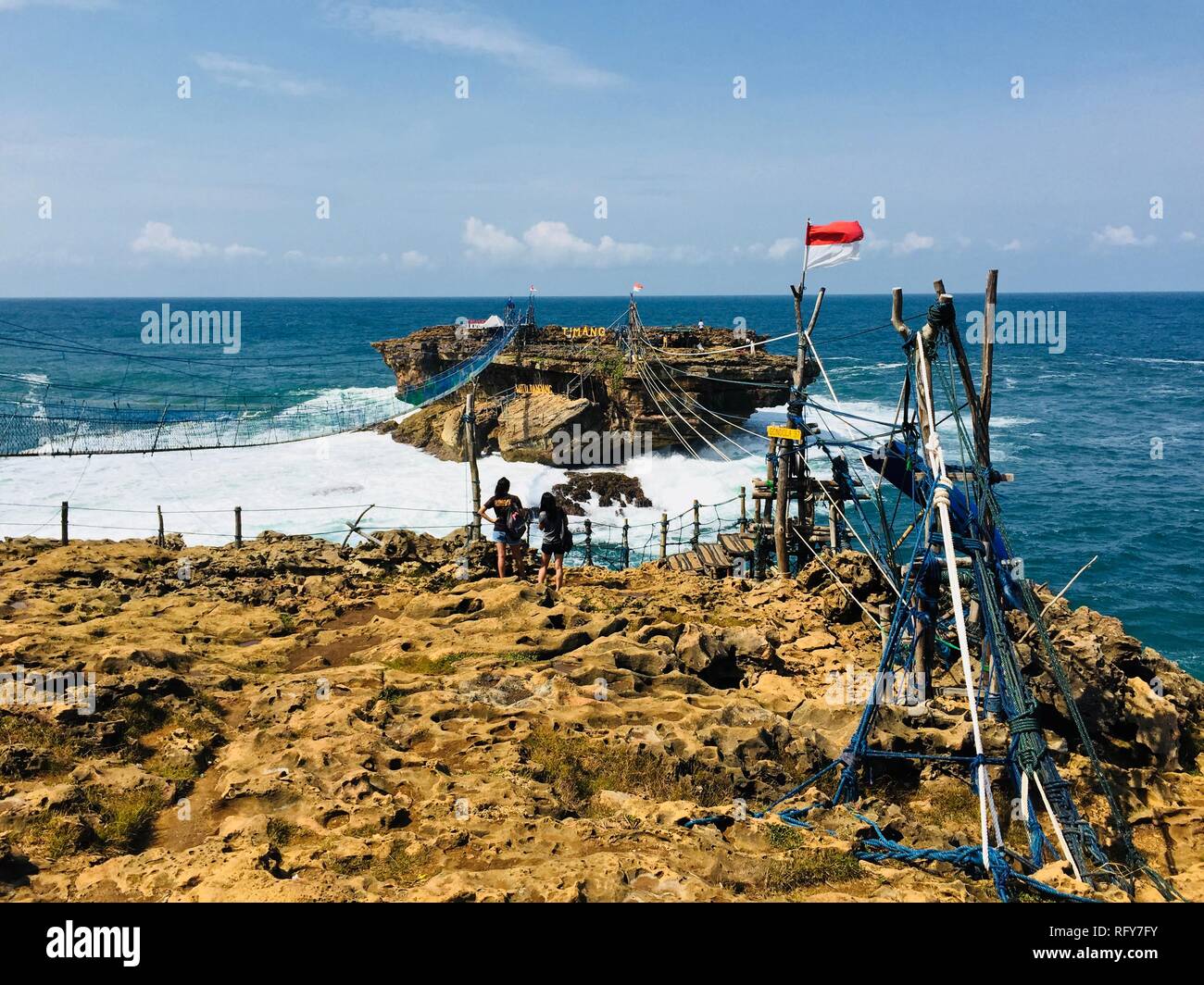 Pantai Timang Jogjakarta isola di Java in Indonesia Foto Stock
