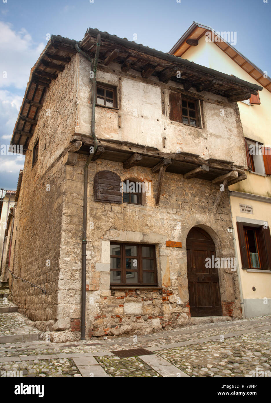 Casa medioevale a Cividale del Friuli, Italia Foto Stock