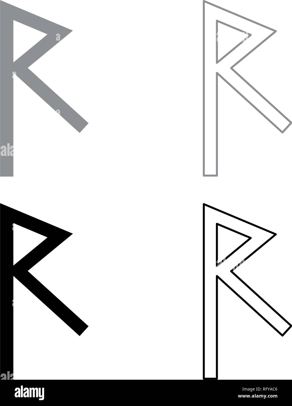 Raido rune raid strada simbolo icon set grigio colore nero vettore I  Outline stile piatto semplice immagine Immagine e Vettoriale - Alamy