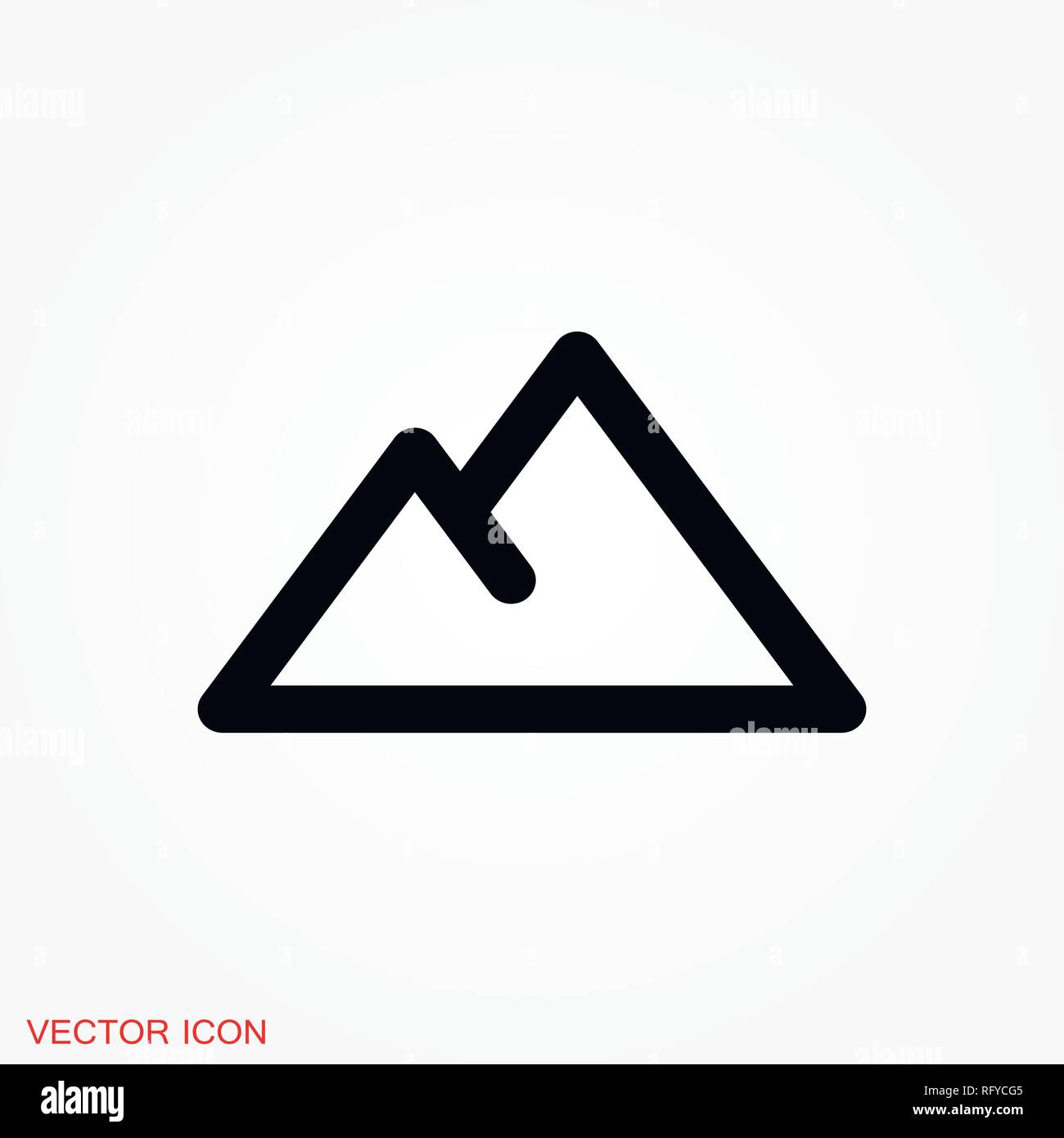 Icona di montagna logo, vettore simbolo segno per la progettazione Illustrazione Vettoriale