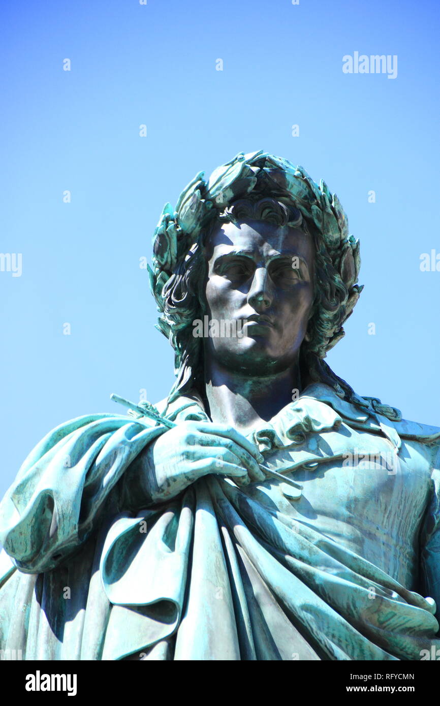 Close-up del monumento a Schiller a Stoccarda Foto Stock