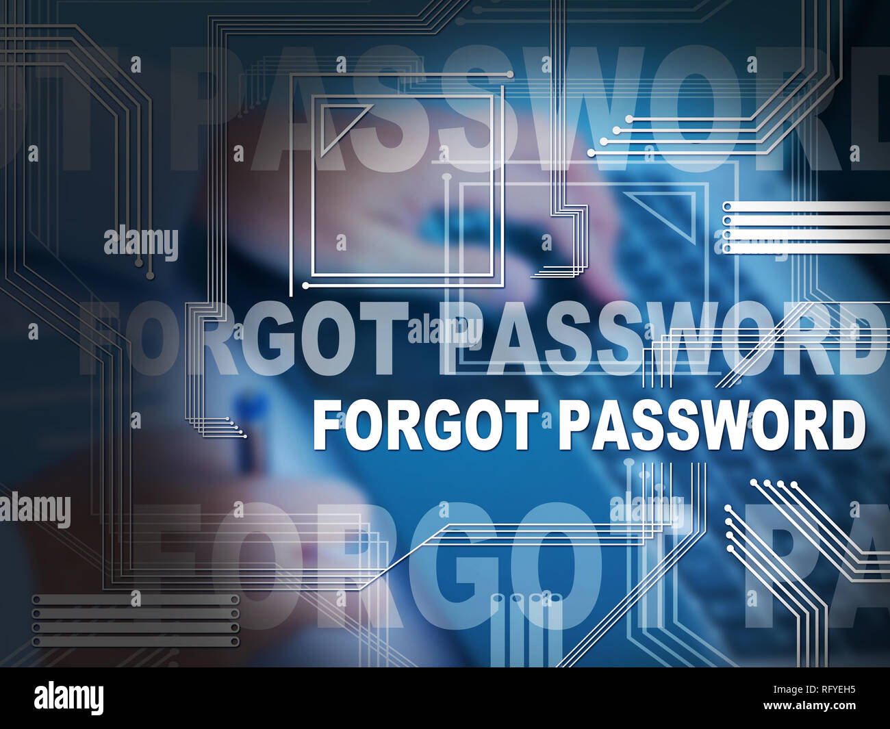 Hai dimenticato la Password parole mostra l'autenticazione del login non valido. Ricorda Login verifica di sicurezza - 3d illustrazione Foto Stock