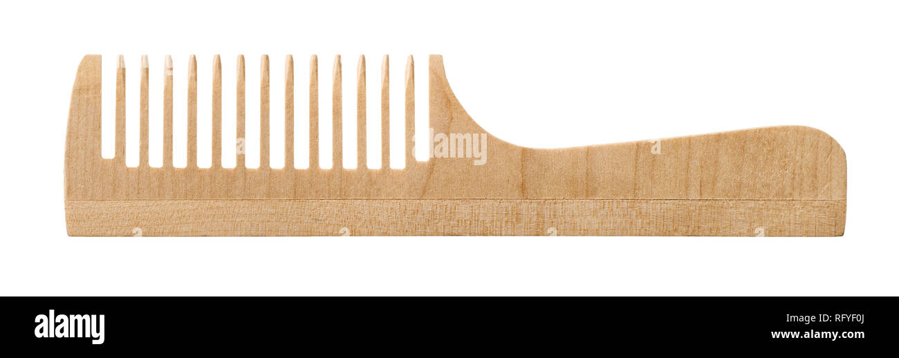 Oggetti isolati: legno per singolo pettine capelli su sfondo bianco Foto Stock