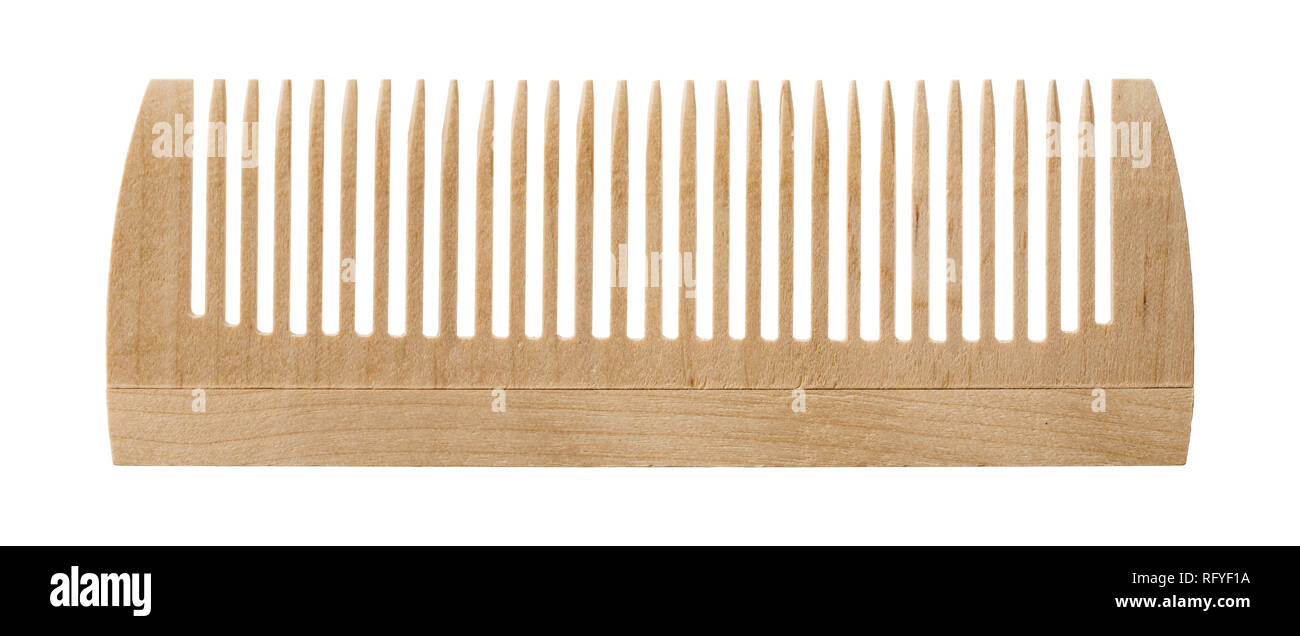 Oggetti isolati: legno per singolo pettine capelli su sfondo bianco Foto Stock