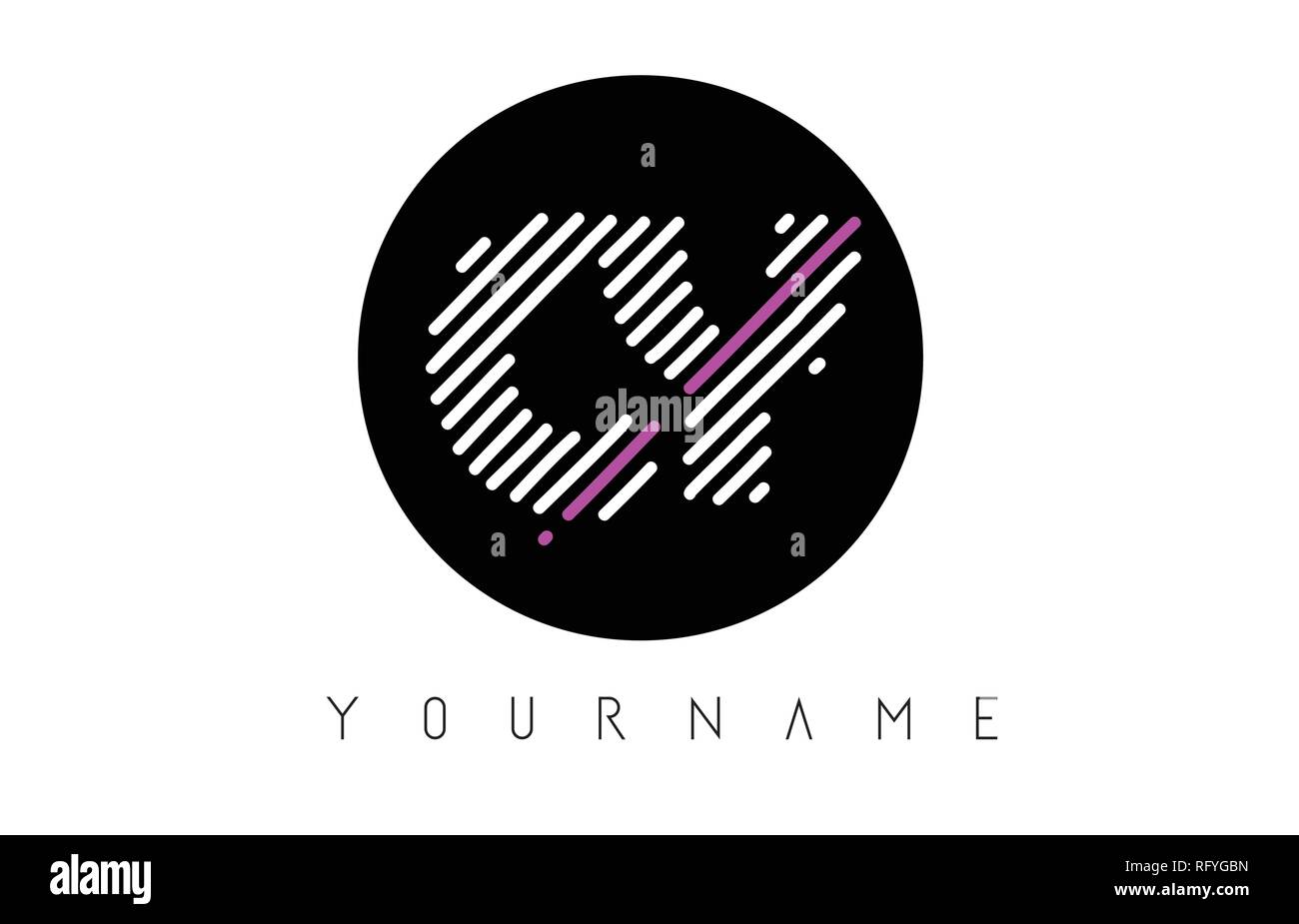 CY Lettera Logo Design con linee bianche e cerchio nero illustrazione vettoriale Illustrazione Vettoriale