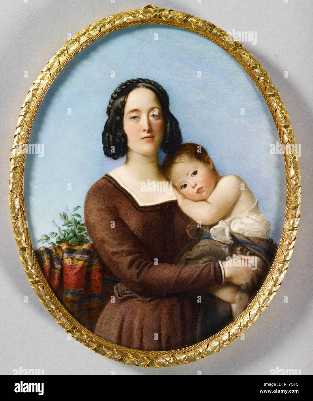 Charlotte Montagu Douglas Scott, duchessa di Buccleuch (1811-1895) e sua figlia signora Victoria Scott (1844-1938) da Robert Thorburn Foto Stock