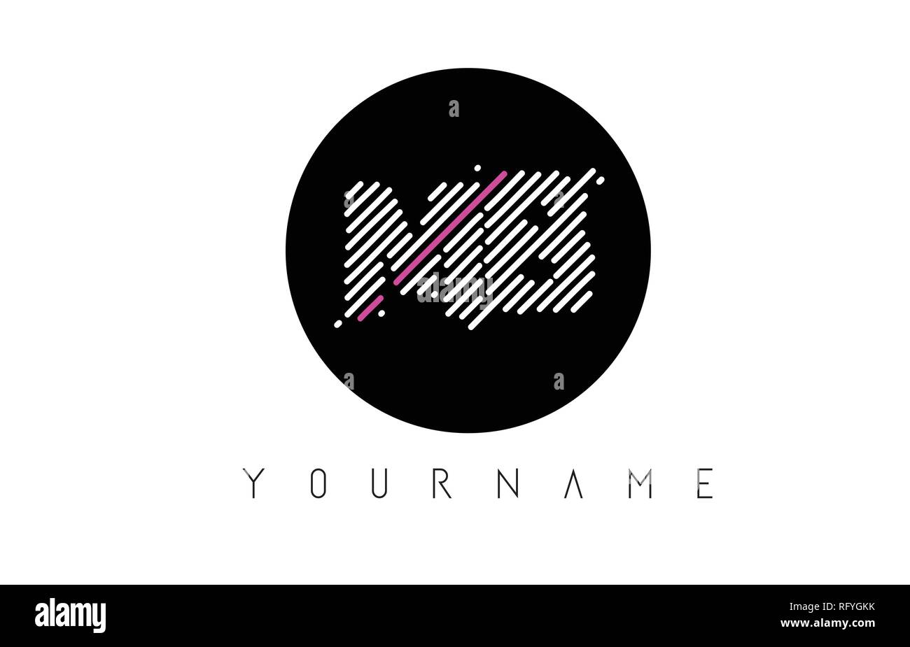 MB Lettera Logo Design con linee bianche e cerchio nero illustrazione vettoriale Illustrazione Vettoriale