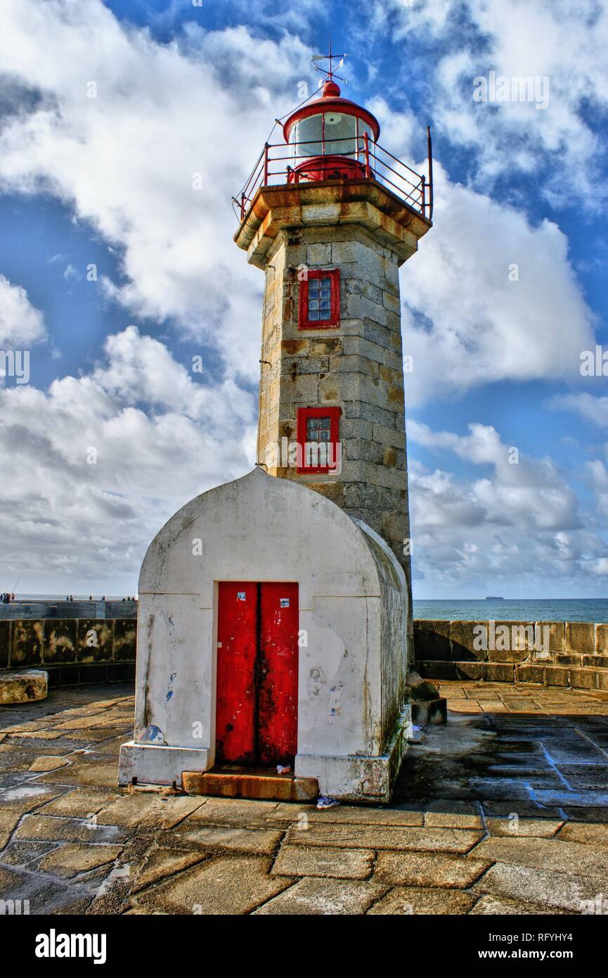 Foz do Douro lighthouse, Oporto, Portogallo Foto Stock