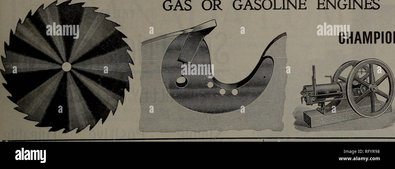. Canadian Forest industries 1903. Macchinoso; le foreste e la silvicoltura; prodotti di foresta; polpa di legno Industria; legno industrie utilizzatrici. Aprile, 1904 IL CANADA LUMBERMAN SEGA CAMPIONE DEL GAS MOTORE azienda solida e Inserted-Tooth seghe circolari, Gano, Draa e Gross-Gut, seghe a GAS O MOTORI A BENZINA CHAMPION I MOTORI A GAS non hanno un superiore. Di semplice costruzione. Simmetriche in apparenza. Economico in carburante. Facilmente azionabile.. Invio di circolari Beaver Falls, Pa., U.S.A. ^"W MILLS portatili e stazionari i cani del mulino. Edger e forniture di Mulino portatile Super Multisistema ""d motori stazionari e caldaie per inviare Foto Stock