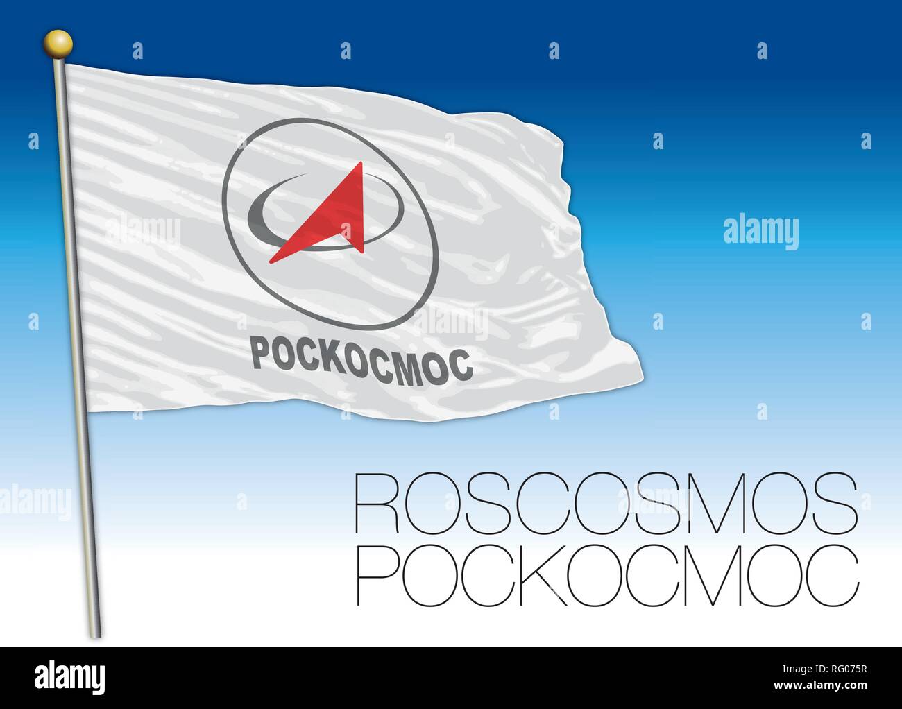 Roscosmos bandiera, Agenzia Spaziale Russa di Russia, illustrazione vettoriale Illustrazione Vettoriale