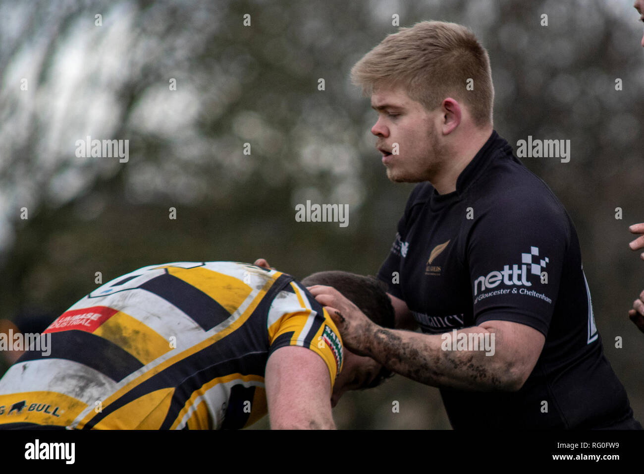 Drighlington ARLFC ospitare tutti gli ori RL presso il campo di battaglia in corallo Challenge Cup 1° round. Lewis Mitchell/tutti gli ori RL. Foto Stock