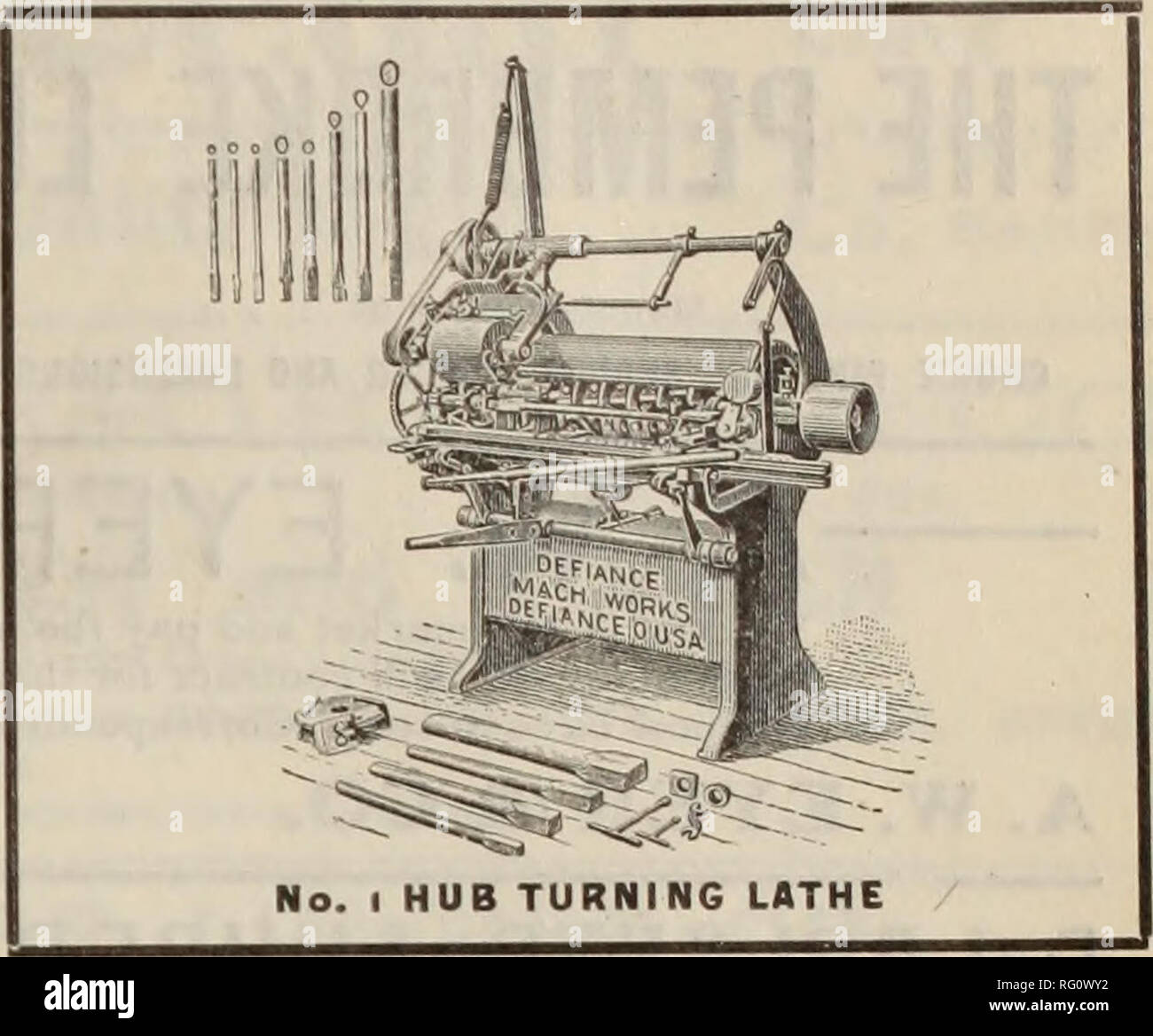 . Canadian Forest industries 1907. Macchinoso; le foreste e la silvicoltura; prodotti di foresta; polpa di legno Industria; legno industrie utilizzatrici. ** DEFIANCE" Wood-Working Macchinari per la fabbricazione di mozzi, razze, RUOTE, carri e carrelli, cerchi, alberi, pali, collo-gioghi, alberi singoli,i cerchi del barile. Maniglie di ogni tipo, Spine isolate, rocche, rocchetti, ovale piatti di legno e legno generale- Lavoro. Ideato e costruito da DEFIANCE MACCHINA LAVORA, di sfida. In Ohio. U.S.A.. Di qua. BROS. Scanalatore brevetto. O- DADO testa per catting qualsiasi larghezza scanalatura da &AMP;-pollice a pollici o oltre. Si prega di notare che queste immagini Foto Stock