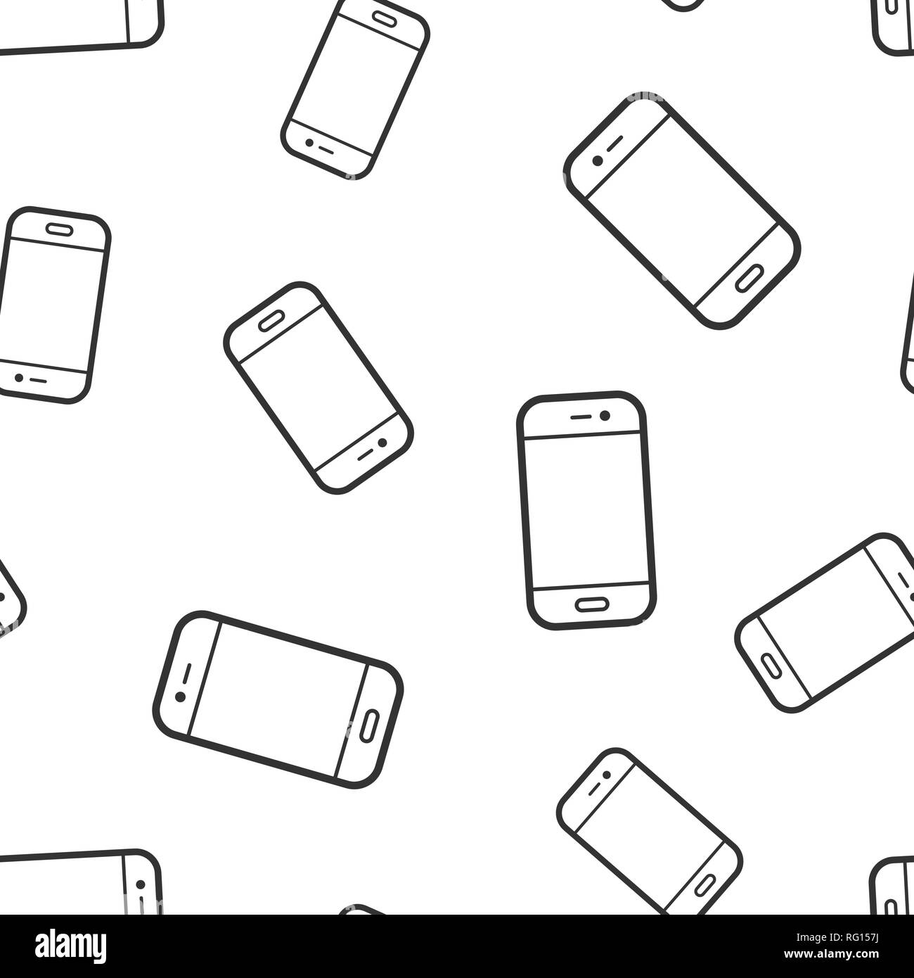 Icona dello smartphone senza soluzione di continuità sullo sfondo del modello. Il ricevitore del telefono illustrazione vettoriale. Il simbolo dello smartphone pattern. Illustrazione Vettoriale