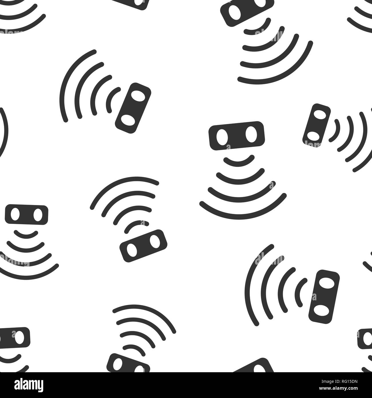 Sensore di movimento senza giunture icona sfondo pattern. Onde sensore illustrazione vettoriale. Collegamento di sicurezza modello di simbolo. Illustrazione Vettoriale