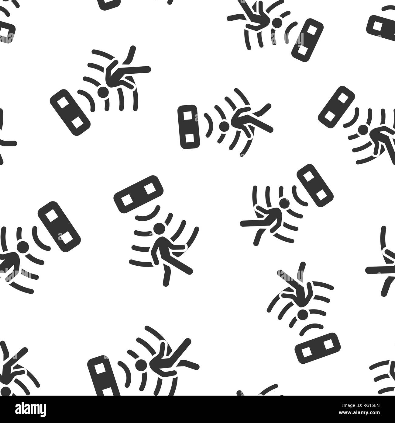Sensore di movimento senza giunture icona sfondo pattern. Le onde del sensore con l'uomo illustrazione vettoriale. Persone di collegamento di sicurezza modello di simbolo. Illustrazione Vettoriale