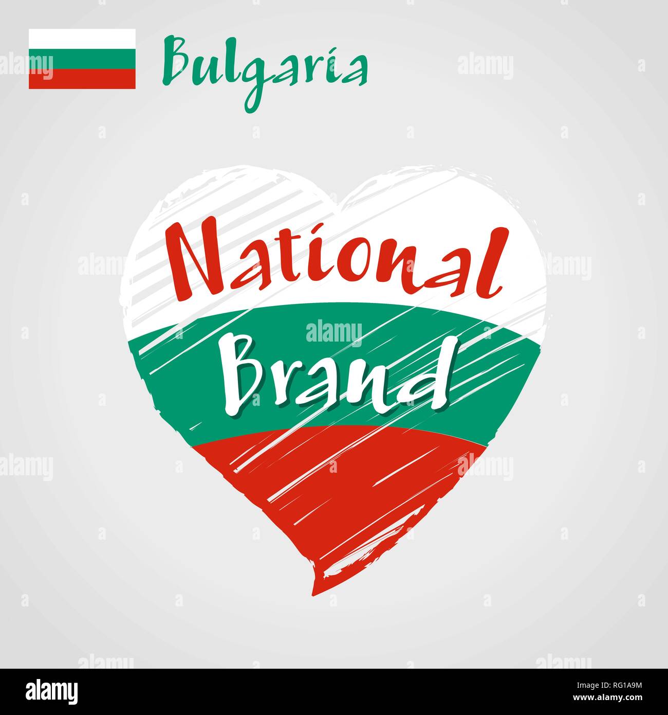 Bandiera del vettore cuore della Bulgaria, marchio nazionale. Illustrazione Vettoriale