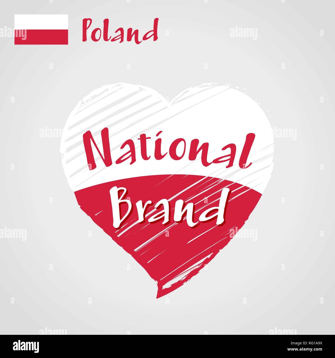 Vettore cuore di bandiera della Polonia, marchio nazionale. Illustrazione Vettoriale