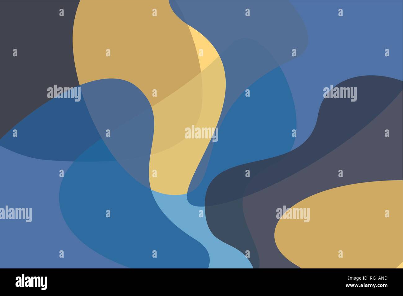 Sfondo astratto modello realizzato con ondulazione, geometriche forme organiche in giallo, colori blu e verde. Moderno e vivace arte vettoriale. Illustrazione Vettoriale