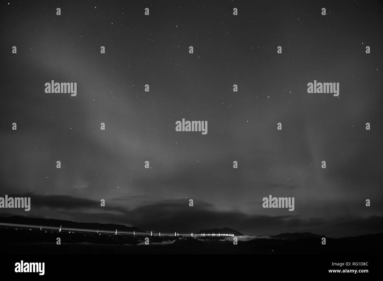 Luci del nord - La bellezza della natura. Islanda Northern Lights in Reykjavik. luci polari o northern wand. Questa bella Northern Lights o aurora boreale in Islanda di notte. La vera bellezza Foto Stock