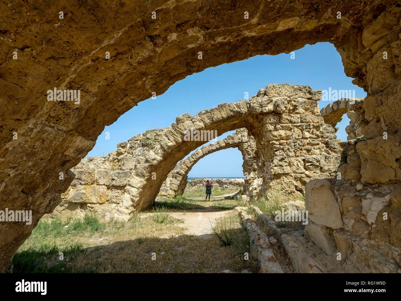Le rovine di Salamina nel Turksh Repubblica di Cipro Nord (TRNC). Queste rovine Romane data da circa 31BC Foto Stock