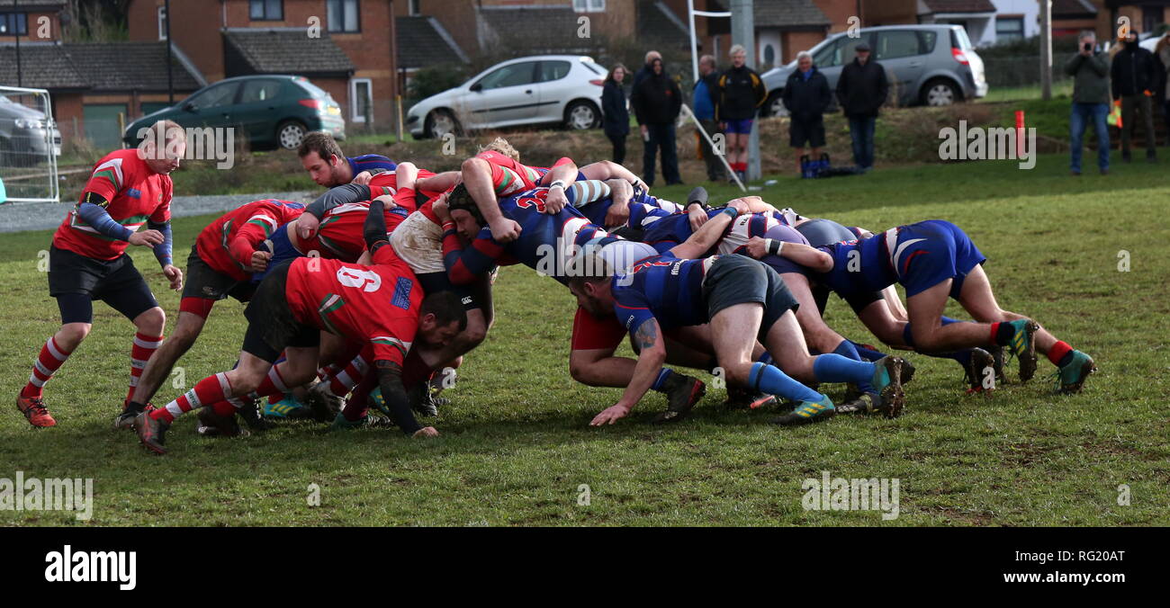 Sandown,Isle of Wight, Sabato 26 Gennaio 2019,Foto di GV da Sandown Rugby uragani giocando contro di Petersfield Rugby Club Credito: uknip/Alamy Live News Foto Stock