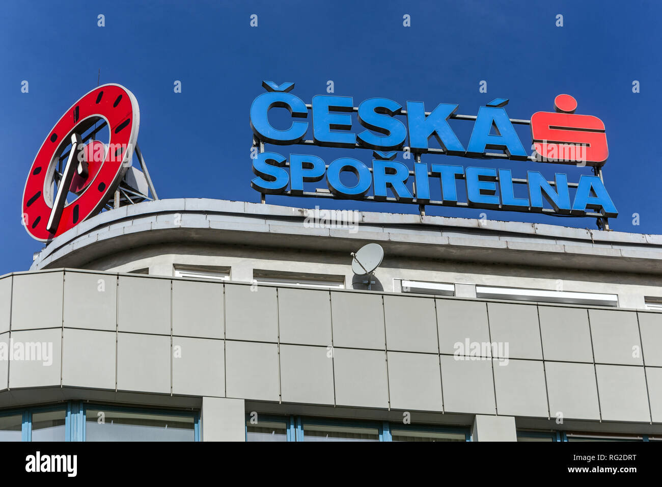 Logo Ceska Sporitelna sulla costruzione di Praga Foto Stock