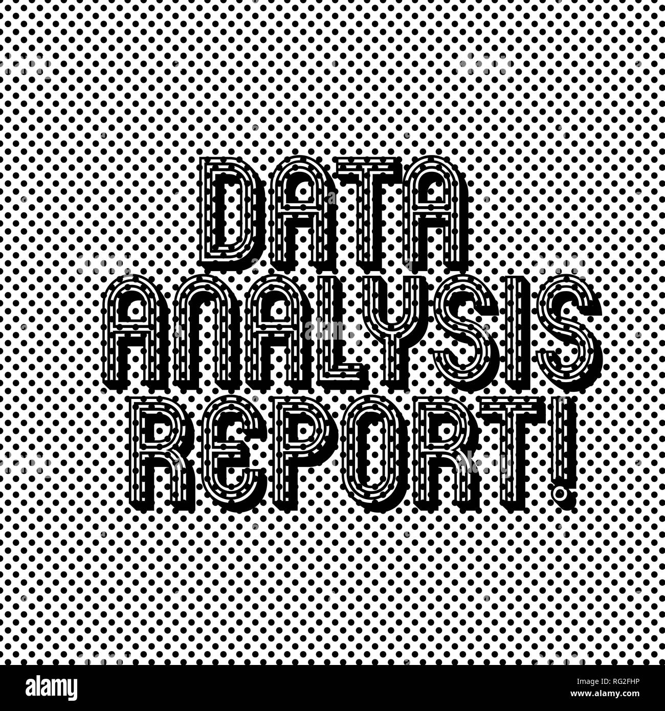 Segno di testo che illustra i dati di report di analisi. Foto concettuale informazioni sul processo di valutazione dei dati senza soluzione di continuità a pois Effetto Pixel per il Web Design Foto Stock