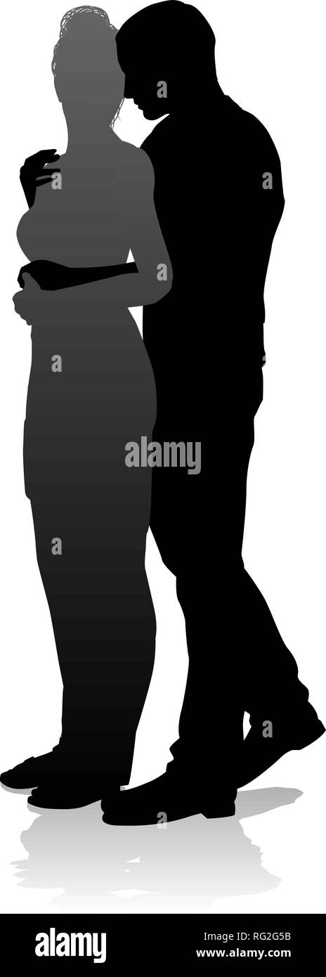 Coppia giovane gente Silhouette Illustrazione Vettoriale