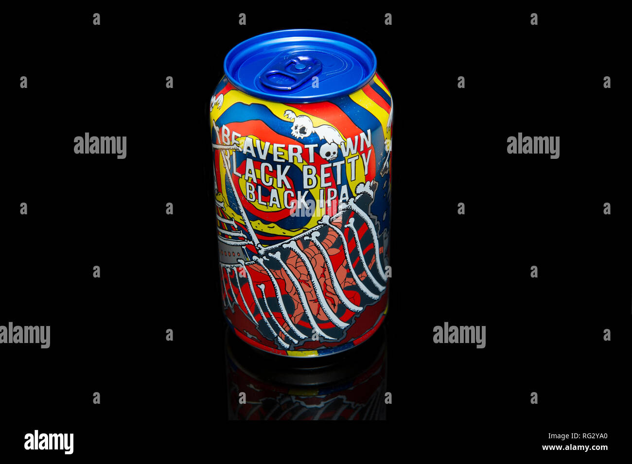 Birra Beavertown Black Betty Black IPA può Foto Stock