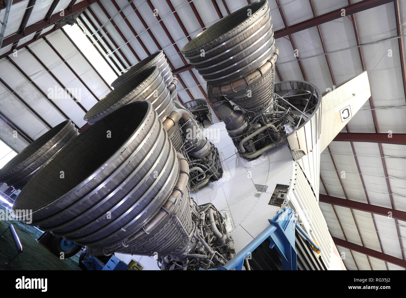 Saturn V F-1 motori a razzo del primo stadio Foto Stock