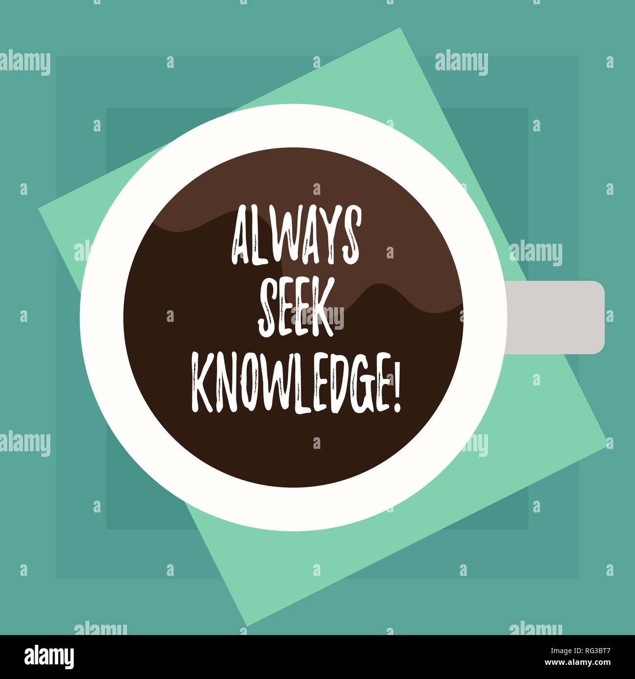 Conceptual la scrittura a mano che mostra sempre cercare di conoscenza. Business photo testo autodidatta forte senso di ha cercato la conoscenza Vista dall'alto del bicchiere Fi Foto Stock