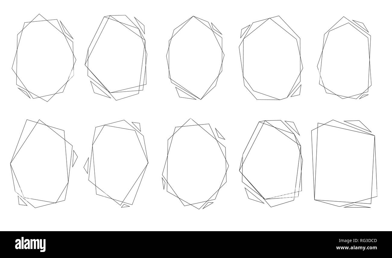 Telai poligonale impostato. I triangoli di oro, forme geometriche. Illustrazione Vettoriale