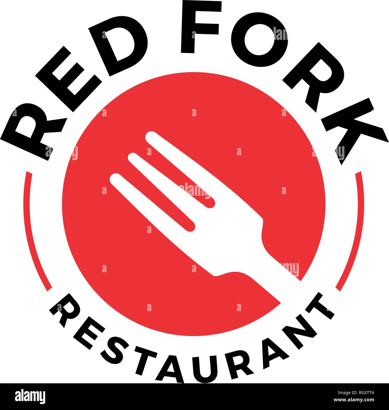 Professional semplice della Forcella Rossa Ristorante Logo Design template vettoriale Illustrazione Vettoriale