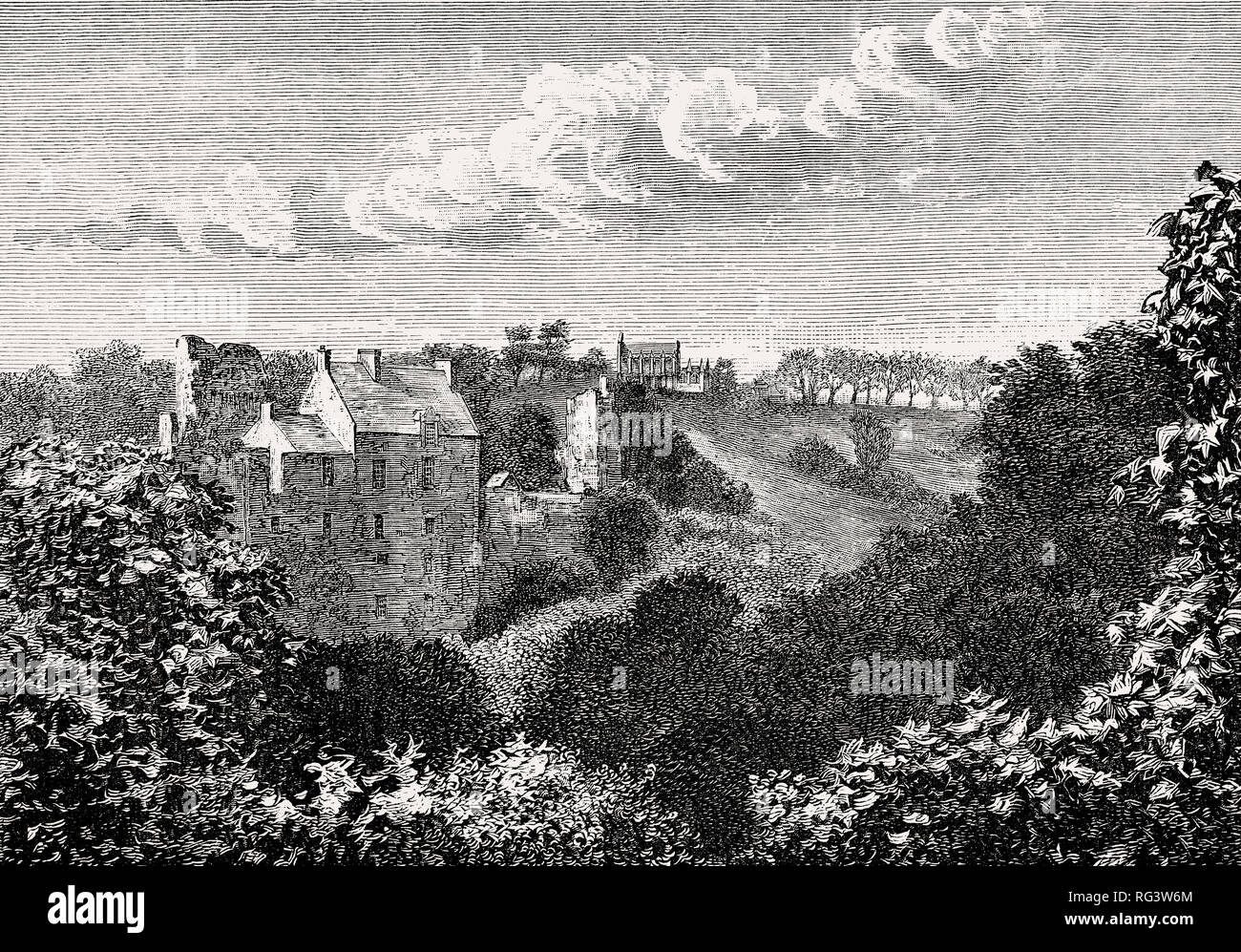 Il Castello di Roslin, Roslin, Edimburgo, Scozia, XIX secolo Foto Stock