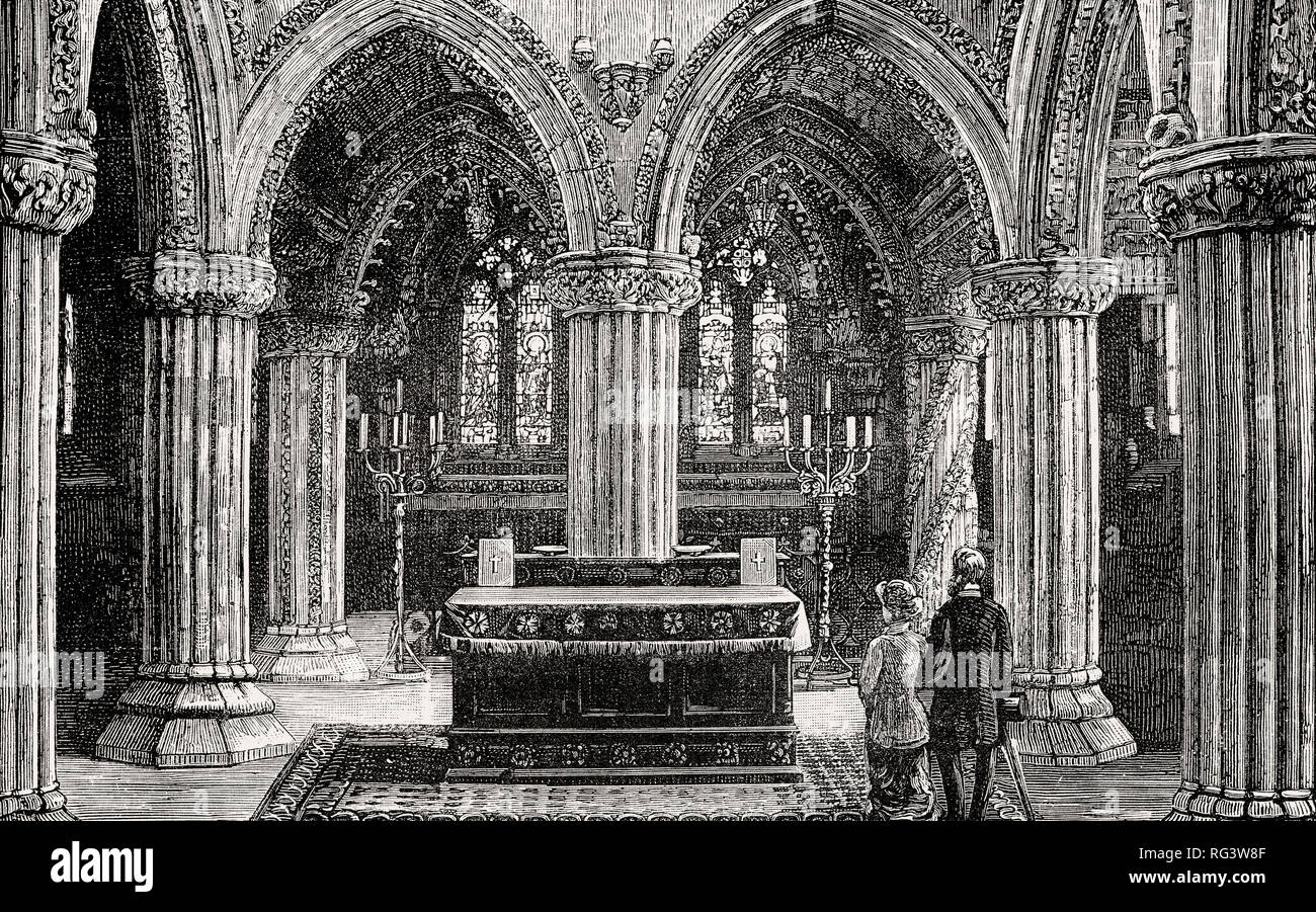 La Cappella di Rosslyn, Roslin, Scozia, XIX secolo Foto Stock