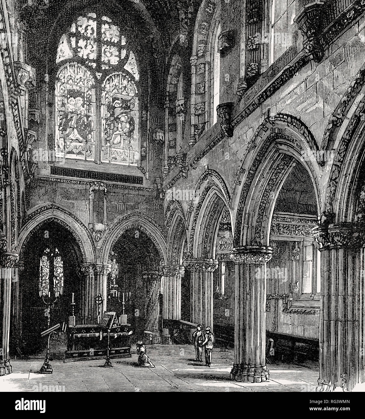 La Cappella di Rosslyn, Roslin, Scozia, XIX secolo Foto Stock