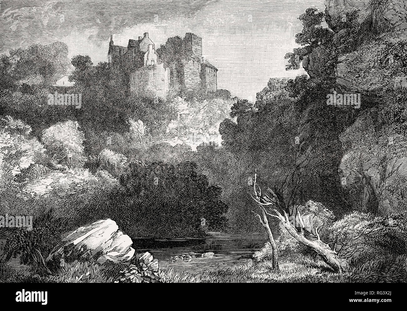 Il Castello di Hawthornden, 1773, Midlothian, Edimburgo, Scozia Foto Stock