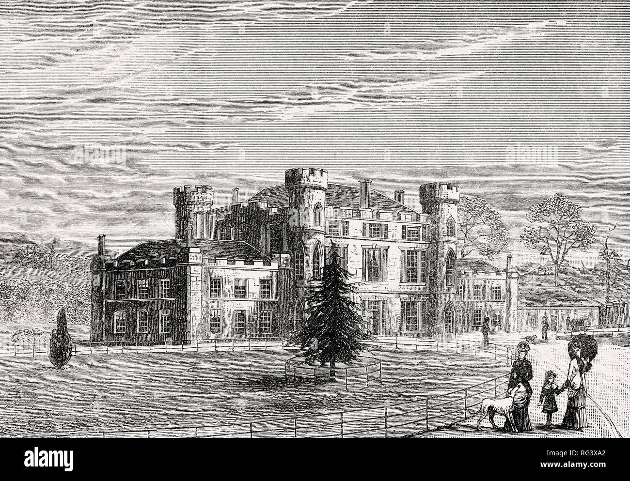 Il Melville Castle, Midlothian, Edimburgo, Scozia, XIX secolo Foto Stock